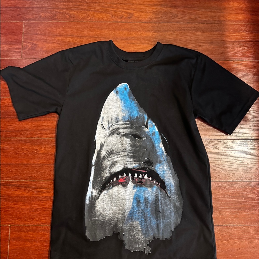 Givenchy Black and Blue Shark Print T-Shirt